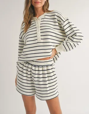 Raya Striped Button Down Long Sleeve Top