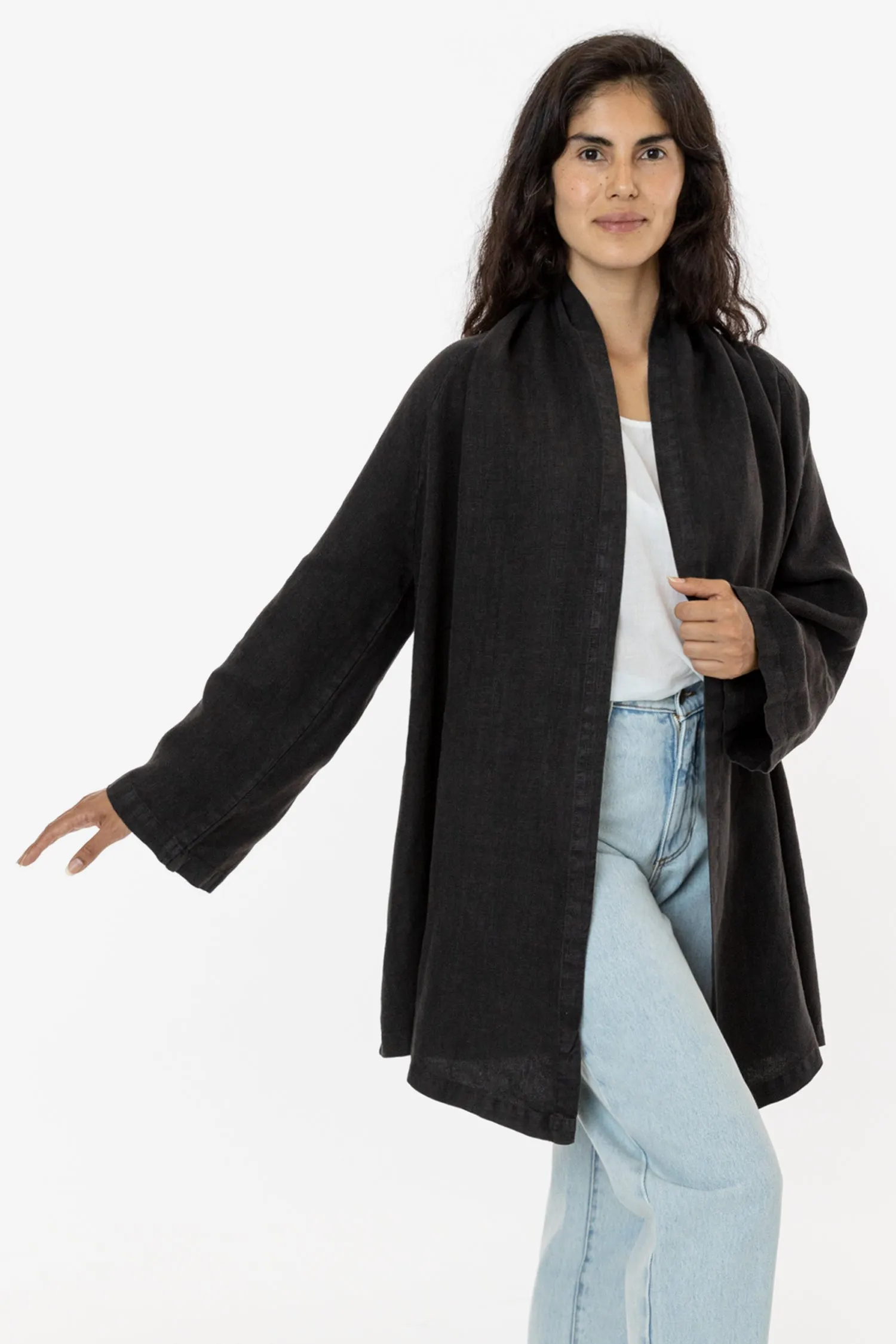 RLIN12GD - Linen Front Tie Cardigan