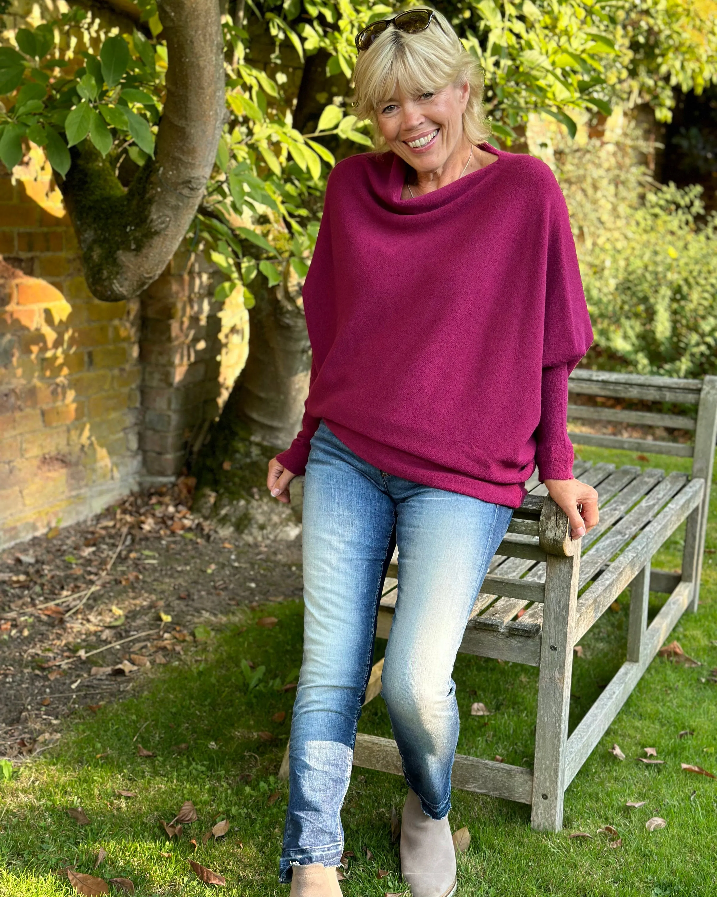 Soft Knit Asymmetric Jumper - Wine