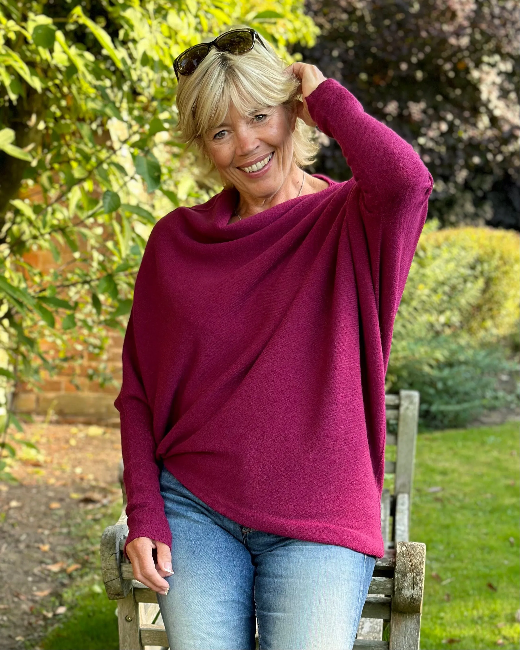 Soft Knit Asymmetric Jumper - Wine