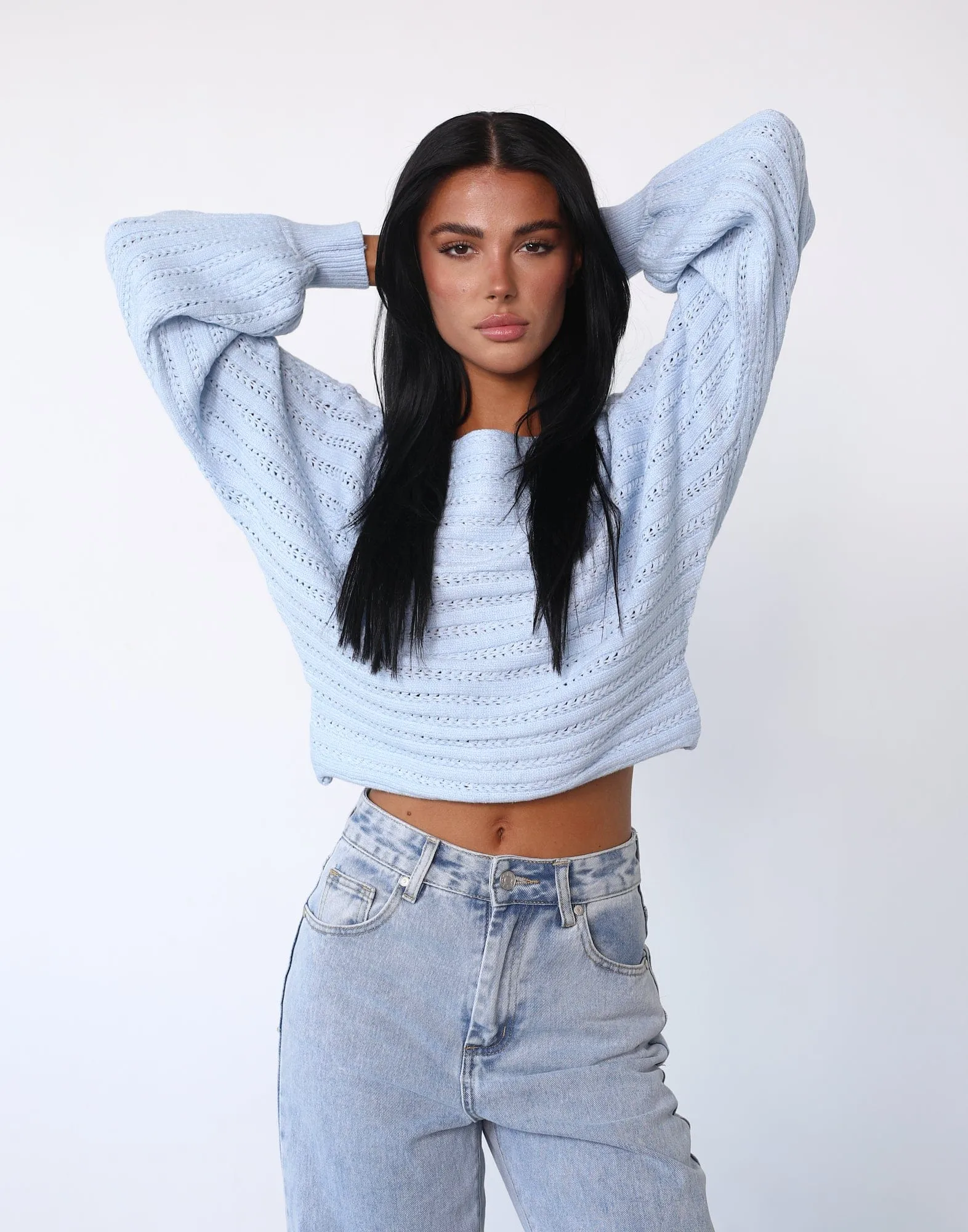 Sonia Long Sleeve Knit Top (Light Blue)