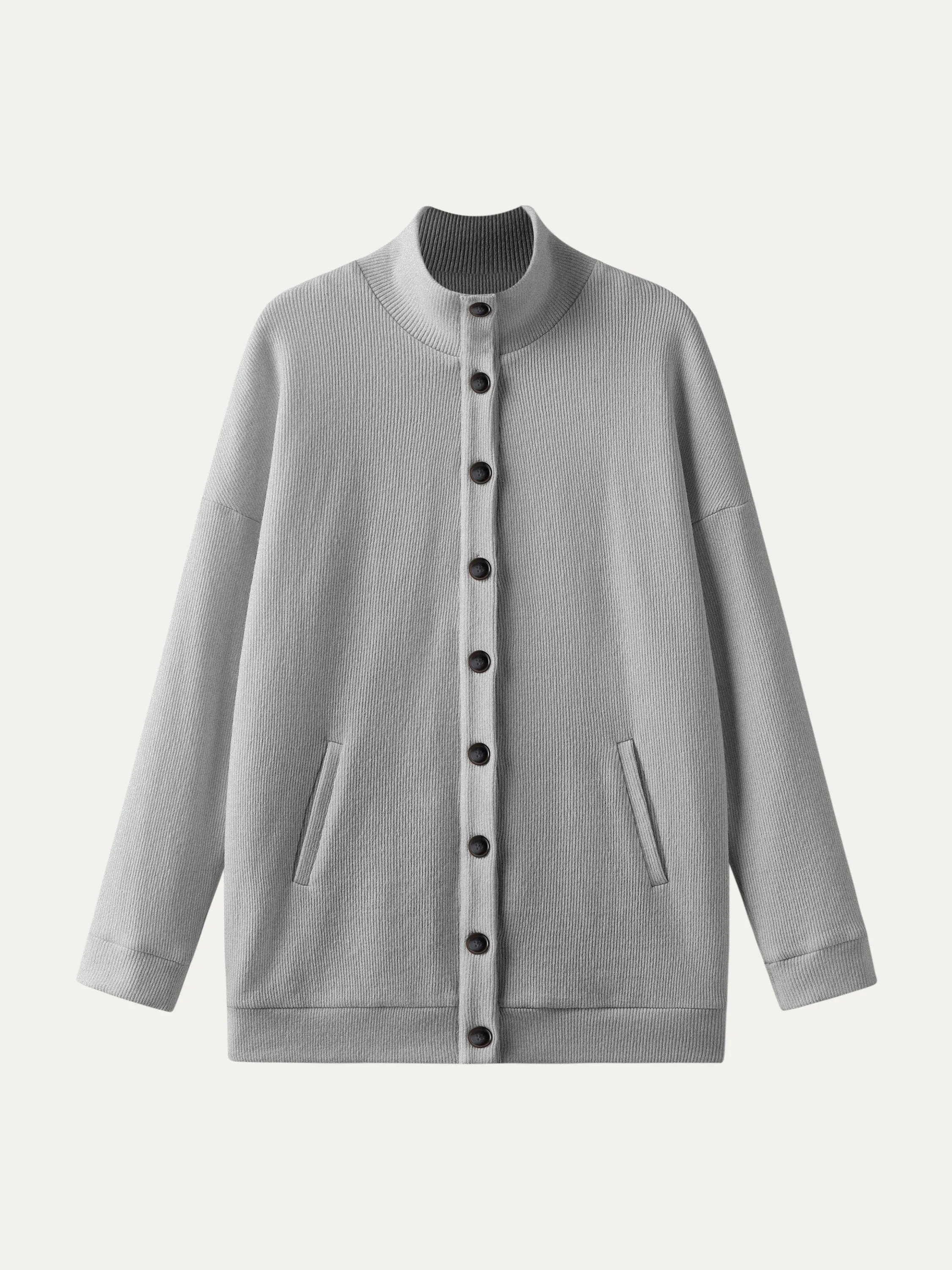 Stand Collar Button Down Cardigan