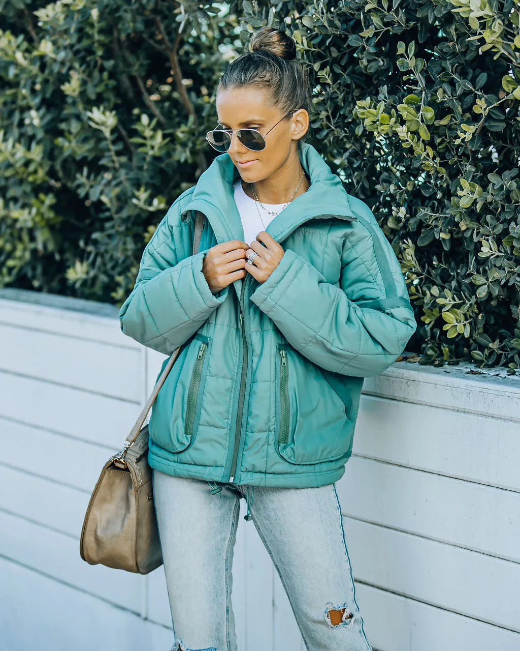 Toleet-Winter and Autumn Outfits Christmas/Thanksgiving_Cassian Quilted Puffer Jacket - Seafoam with Pockets