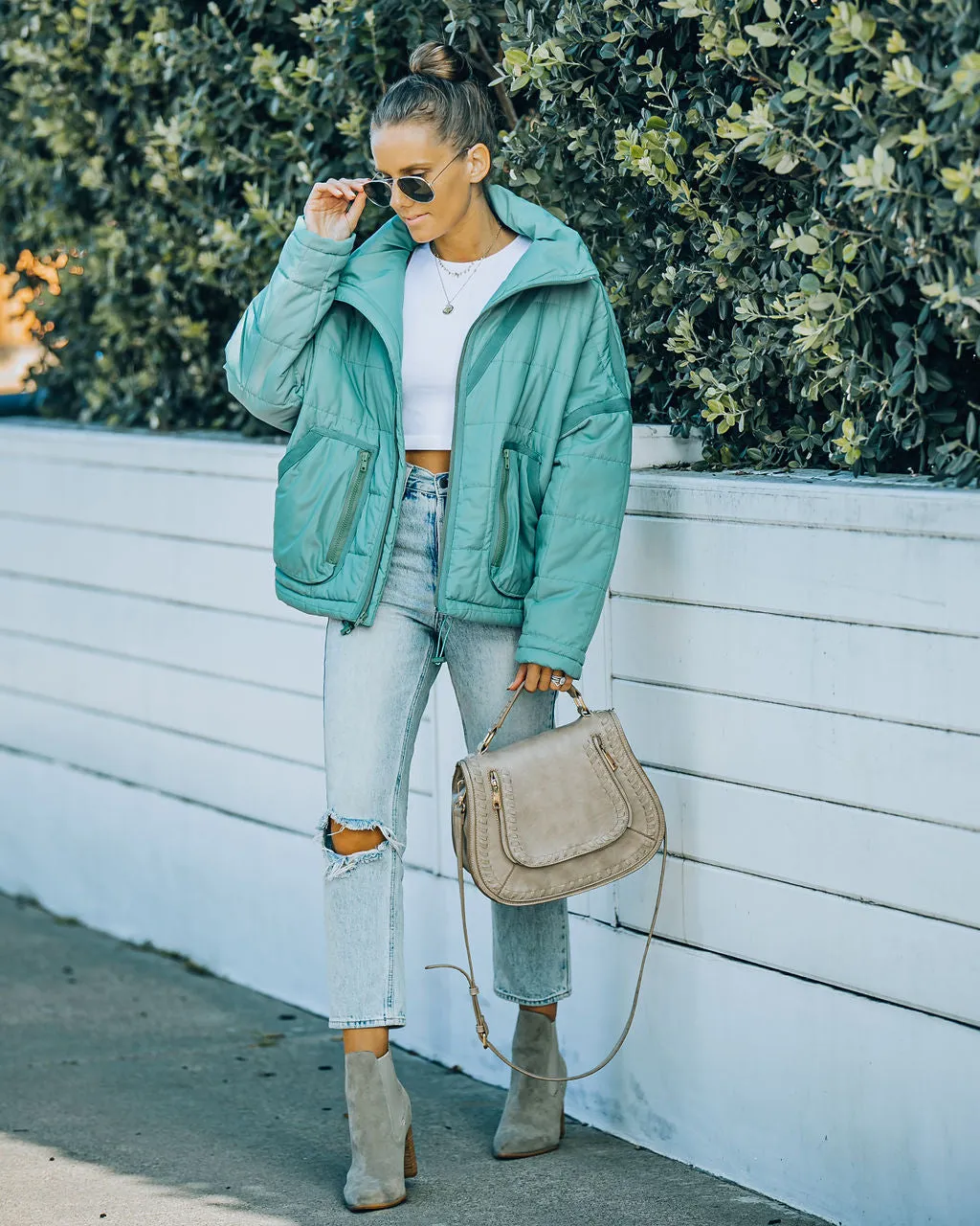 Toleet-Winter and Autumn Outfits Christmas/Thanksgiving_Cassian Quilted Puffer Jacket - Seafoam with Pockets