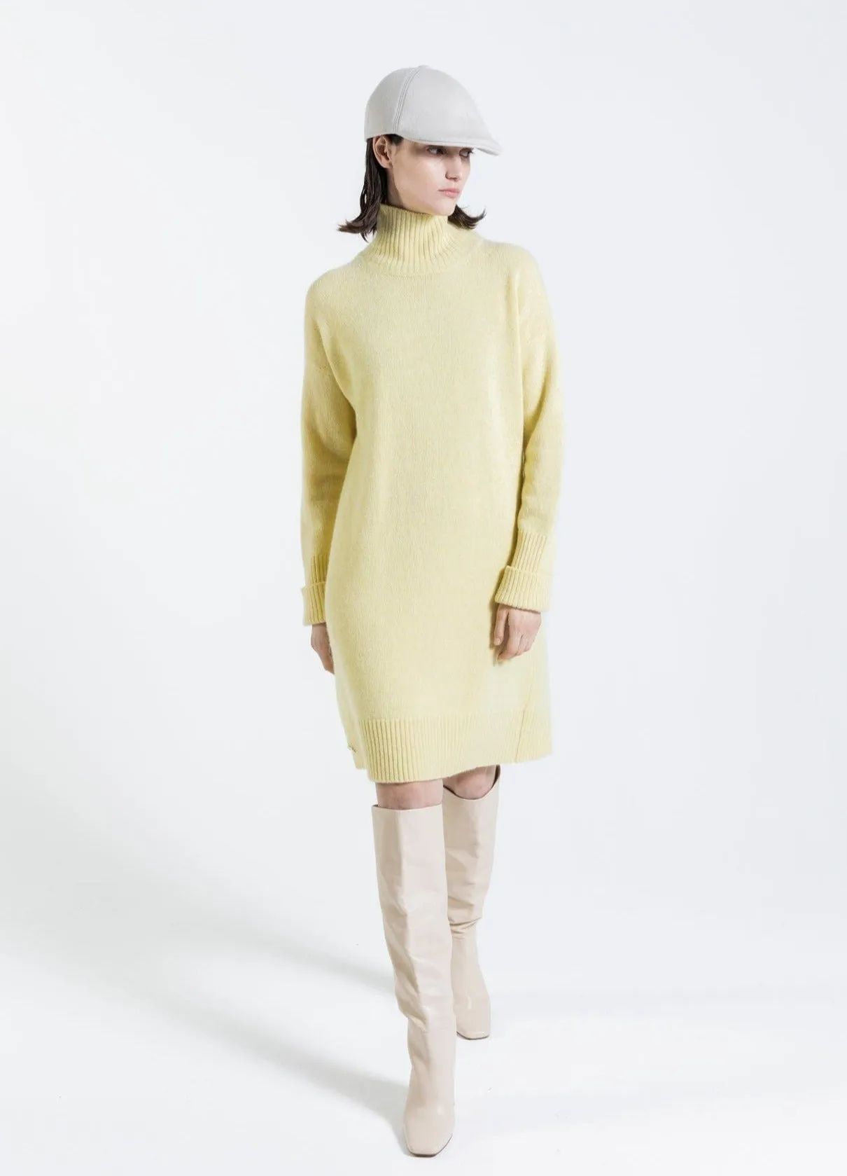 Trieste Turtleneck Sweater Dress Cream