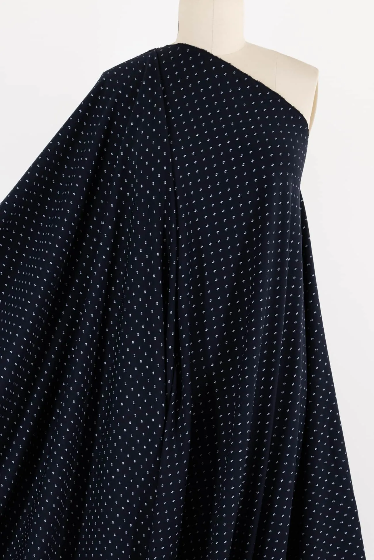 Twin Pin Dot Navy Italian Ponte Knit