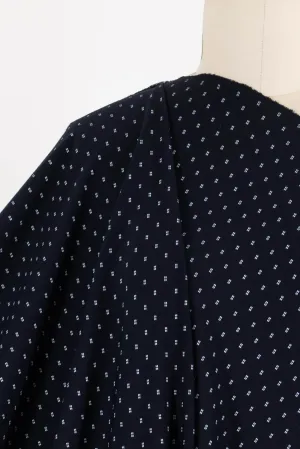 Twin Pin Dot Navy Italian Ponte Knit