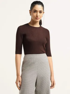 Wardrobe Brown Ribbed Top