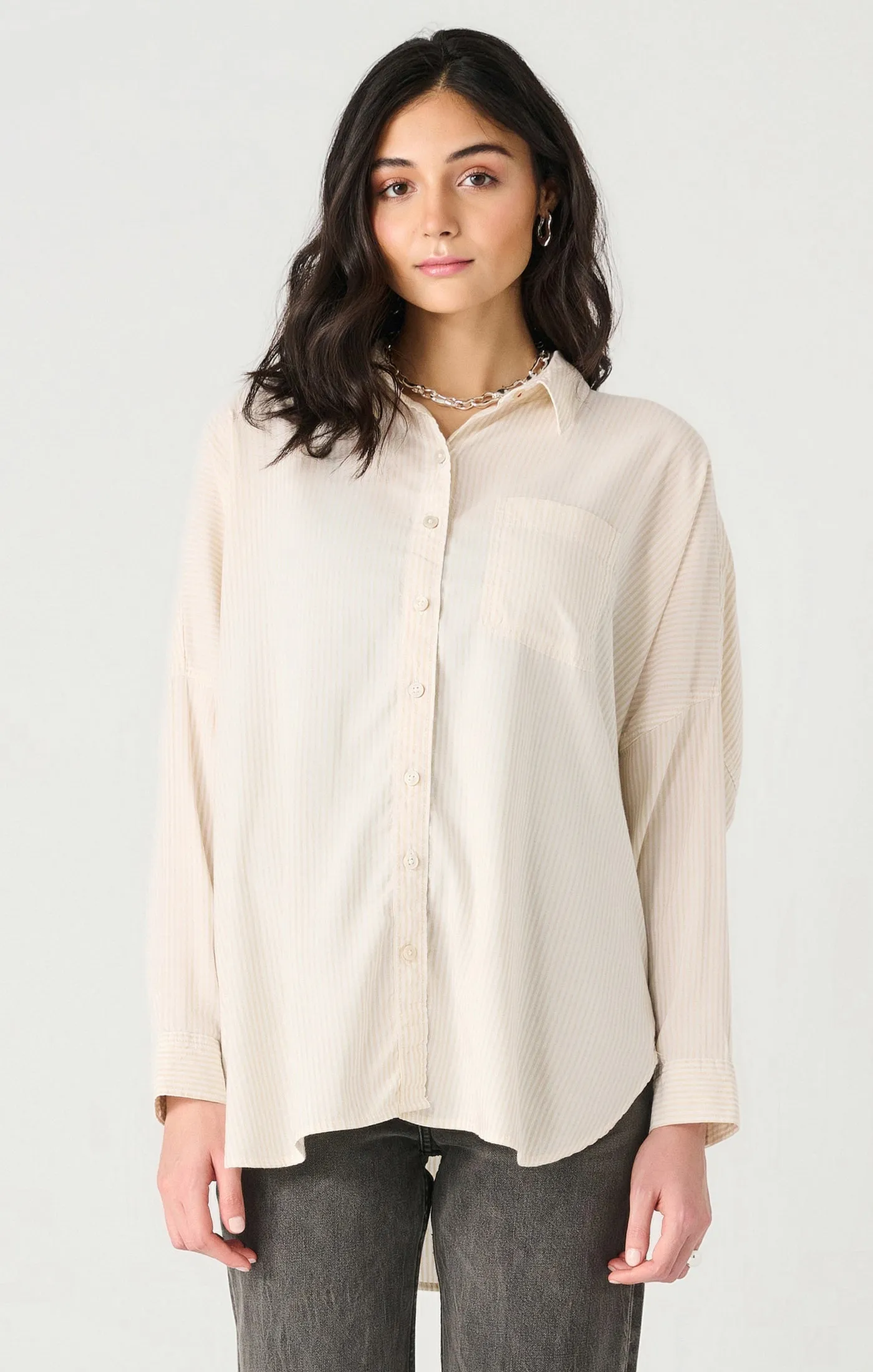 White Oversized Button Front Shirt