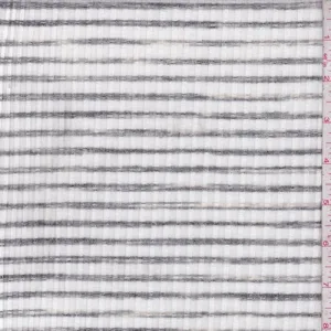 White/Black/Cream Stripe Poor Boy Rib Knit Fabric