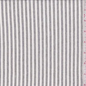 White/Sterling Stripe Rib Knit Fabric