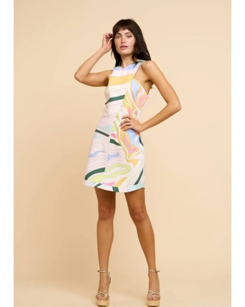 Wrap Neck Striped Multi Mini Dress